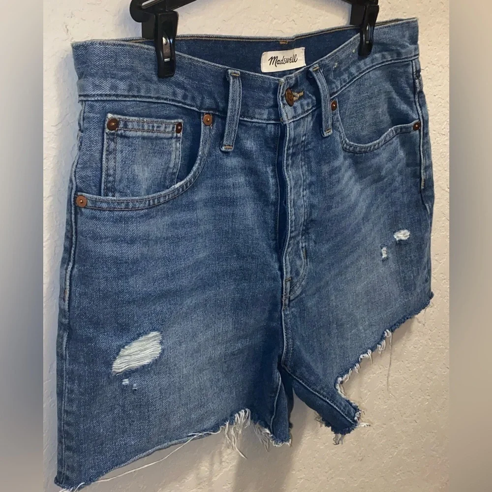 Madewell Dad Jean Denim Button Front Shorts - Size 27 - Picture 3 of 9